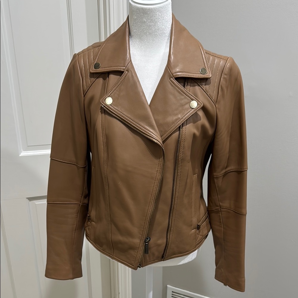Michael Kors Brown Leather Women's Jacket